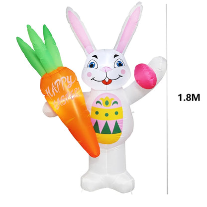 Easter Inflatable Outdoor Toys Easter Bunny Family Eggs Carrot with Build-in LEDs Blow Up Decorations for Party Yard Garden Lawn