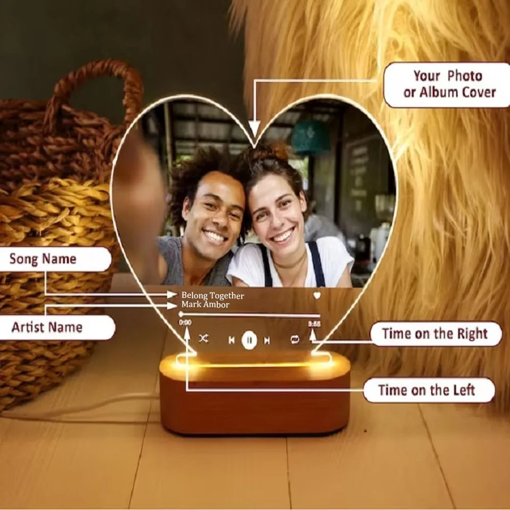 Personalized Mothers Day Gifts for Mom/Dad/Baby/Family Birthday Custom LOVE Picture Frame With Photos Night Light Acrylic Plaque