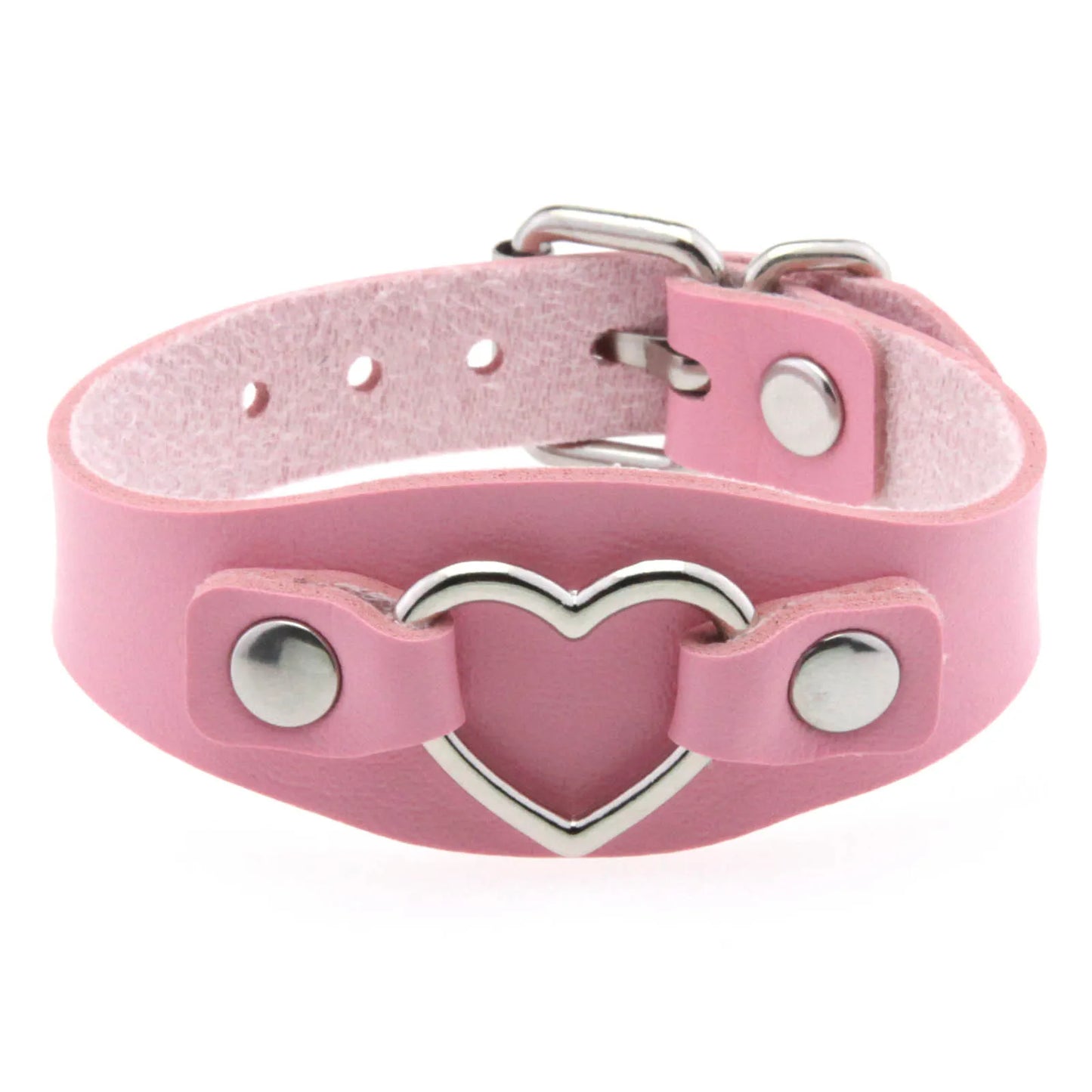 Punk Gothic Style PU Leather Faux Jewelry Heart Bracelet ,Male Female Lover Bangle Holiday Party Costume ﻿