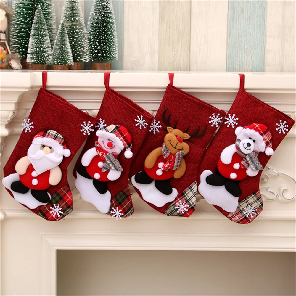 Christmas Hangings Classic Christmas Elements Printed Stocking
