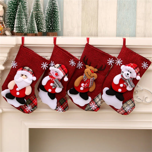 Christmas Hangings Classic Christmas Elements Printed Stocking