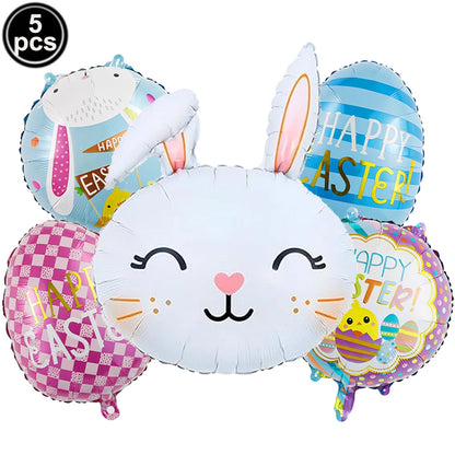 Cute Cartoon White Bunny Aluminum Foil Balloons Rabbit Happy Easter Party Decoration Supplies Children Favor Birthday Party Gift