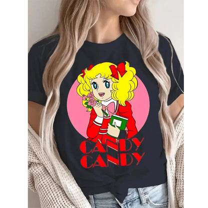 Candy Cartoon Print Streetwear T-shirt Harajuku Clothes Fashion Girls T Shirt Short Sleeve Summer Tee Casual Female O-Neck Top