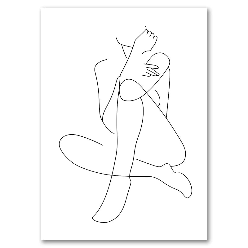 Sexy Female Body Art Print Naked Nude Canvas Poster Line Drawing Prints Abstract Woman Wall Art Painting Pictures Bedroom Decor