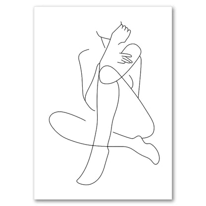 Sexy Female Body Art Print Naked Nude Canvas Poster Line Drawing Prints Abstract Woman Wall Art Painting Pictures Bedroom Decor