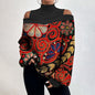 Women's Blouse Shirt New clothing with shoulder drop design, women's lantern sleeve printed top