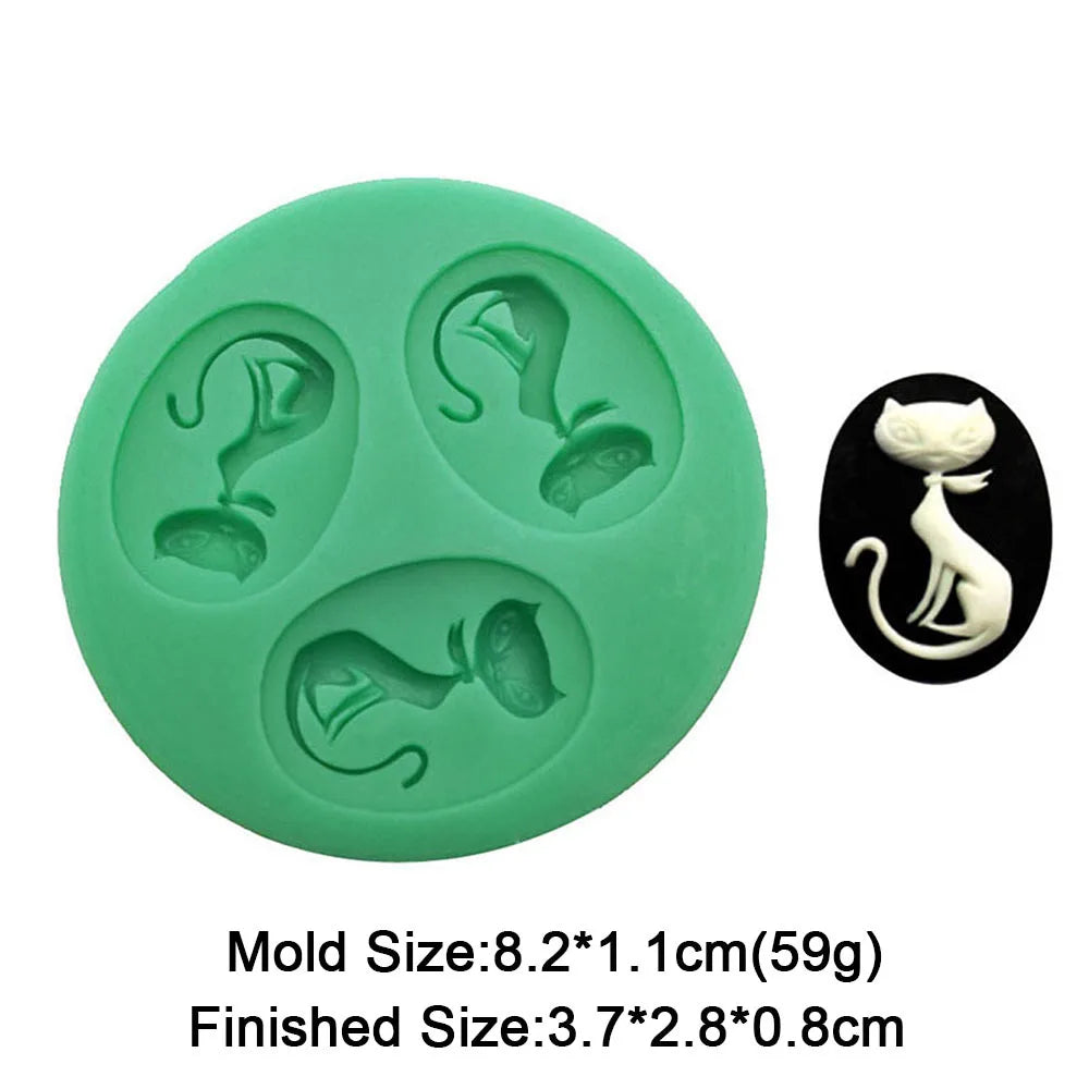 Cute Kitten Silicone Mold Cat Shape Chocolate Cookies Dessert Pudding Sugar Crafts Fondant Mould Bakeware Baking Cake Tools