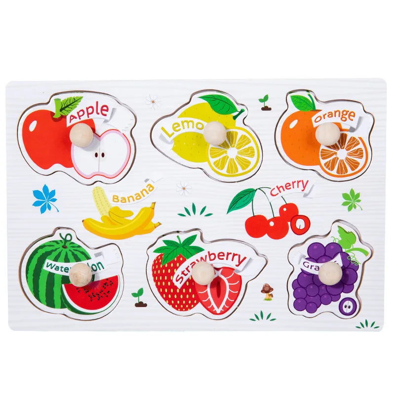 Baby Wooden Puzzles Montessori Toys 1 2 Years Toddler Toys Hand Grab Board Alphabet Number Cognition Learning Educational Toys