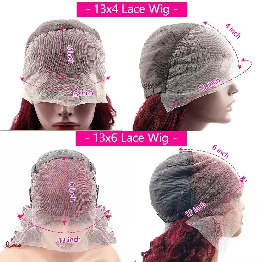 220 Density 13x6 Hd Lace Front Wig 40 Inch 99J Burgundy Hd Transparent 13x4 Body Wave Human Hair Lace Frontal Wig for Women