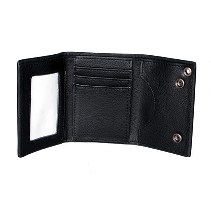 Skull  Hip Hop Wallet With Chain, PU Leather Trifold Wallet