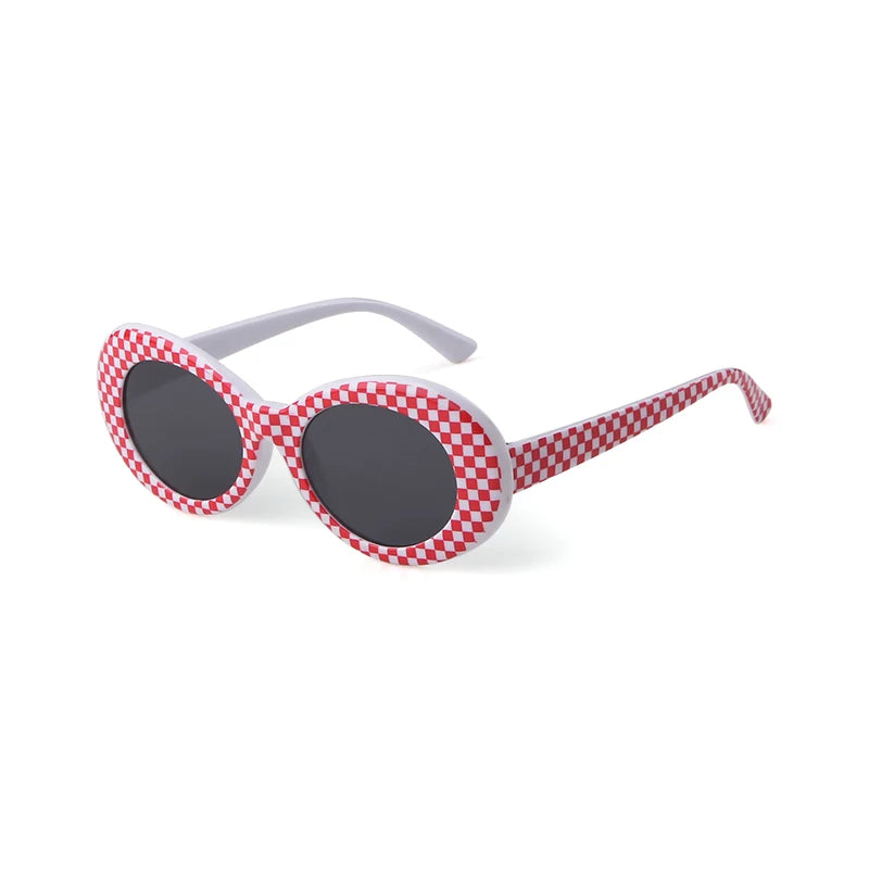 WHO CUTIE Vintage Small Oval Sunglasses Men Women Brand Designer 90S Retro White Leopard Frame Shades Sun Glasses OM524