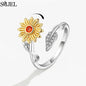 Korean Fashion Daisy Spinner Fidget Ring Multiple Style Sunflower Rose Snowflake Rotate Freely Anti Stress Anxiety Rings Wedding