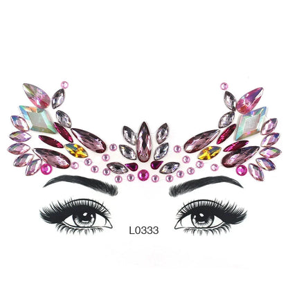 3D Sexy Face Tattoo Crystal Stickers Temporary Tattoos Glitter Fake Tattoo Rhinestones Masquerade Women Party Face Jewels Tattoo