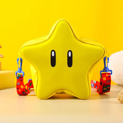 Super Mario Yellow Star Backpack – Cute Big‑Eye Anime Bag for Girls, Crossbody Student Gift