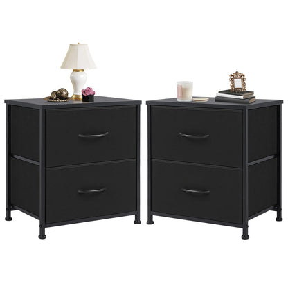 Nightstand  Storage  For Bedroom with 2 Fabric Drawers JHK