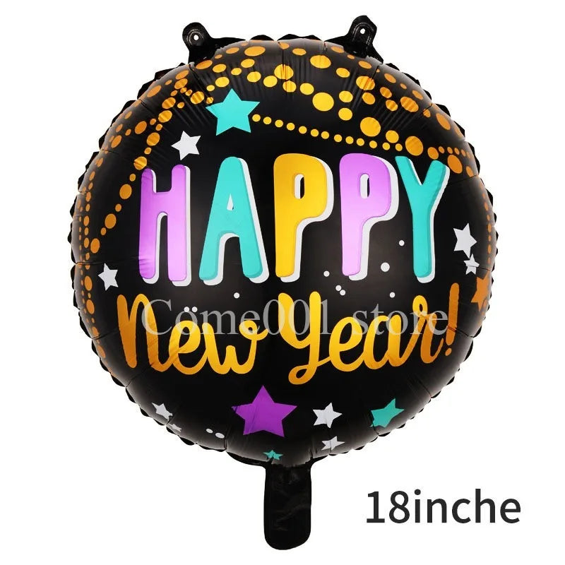2026 New Year Foil Ballons Happy New Year Letter Banner Garland Party Decorations New Year Wine Bottle Star Round Photo Props