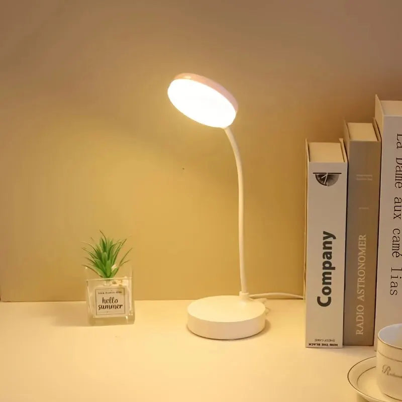 1pc LED Desk Lamp With USB Charging Port, 3 Dimming Levels, Touch Control, White