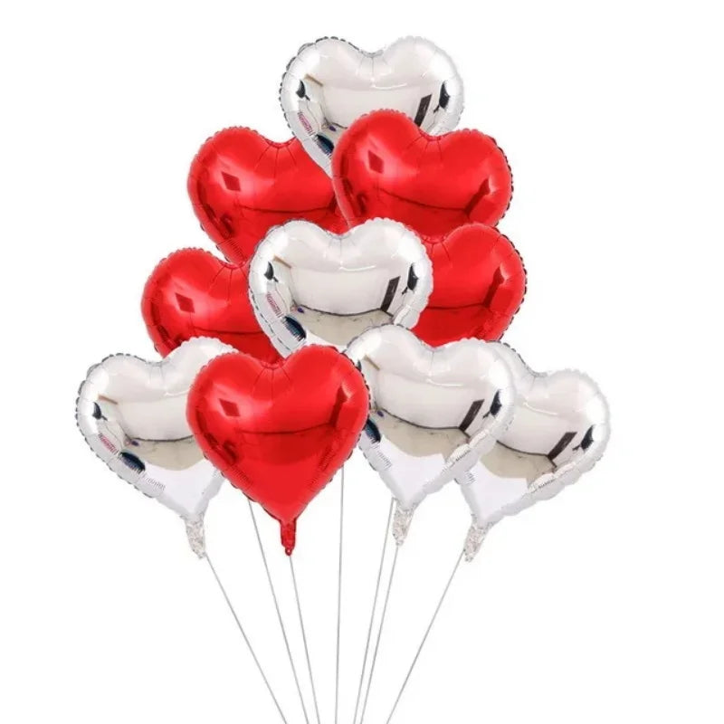 10pcs 18inch Rose Gold Red Pink Love Foil Heart Helium Balloons Wedding Birthday Party Balloons Valentine's Day Globos Supplies