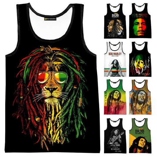 Men's Bob Marley 3D Vest Sleeveless Tank Tops