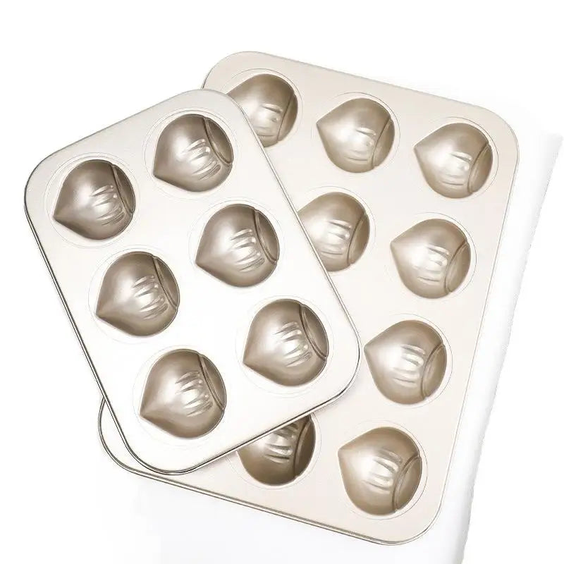 6/9‑Cavity Chestnut‑Shape Carbon Steel Cake Mold