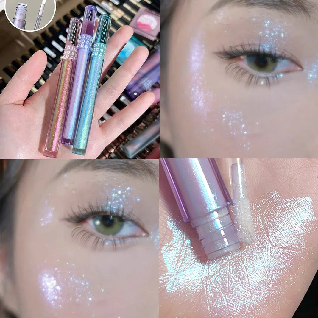 3pcs Set - 3 Colors Chameleon Eyeshadow: Pink, Micro Glitter Purple, Cyan, Chameleon Glitter  Long Lasting