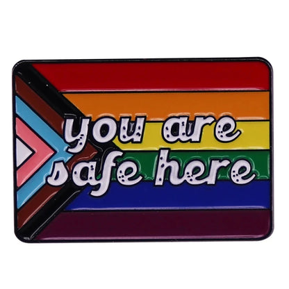Rainbow LGBT Encourage Letters Metal Enamel Badge Gay Lesbian Asexual Transgender Adaptive Lapel Pin Jewelry Gifts Accessories