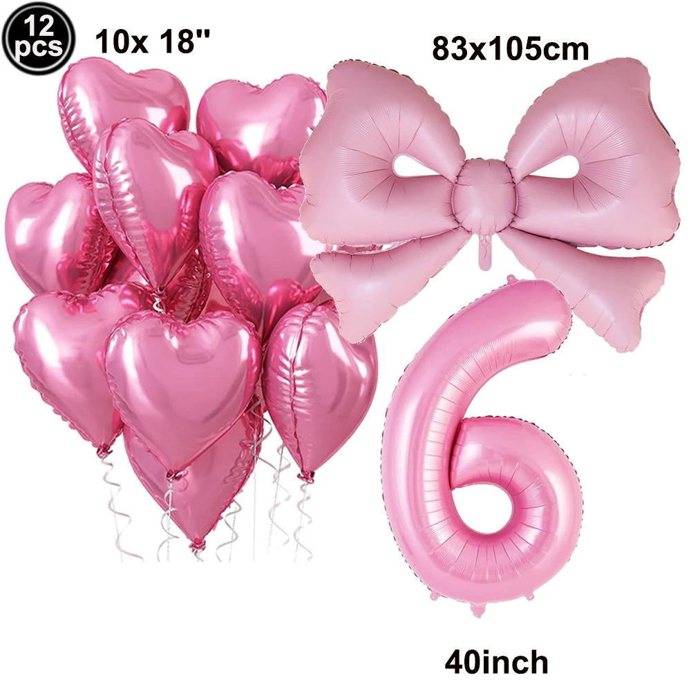 Giant Black Pink Bow Balloon Coquette Birthday Party Decorations Bowknot Balloon for Girls Baby Shower Bridal Wedding Supplies
