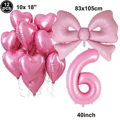 Giant Black Pink Bow Balloon Coquette Birthday Party Decorations Bowknot Balloon for Girls Baby Shower Bridal Wedding Supplies