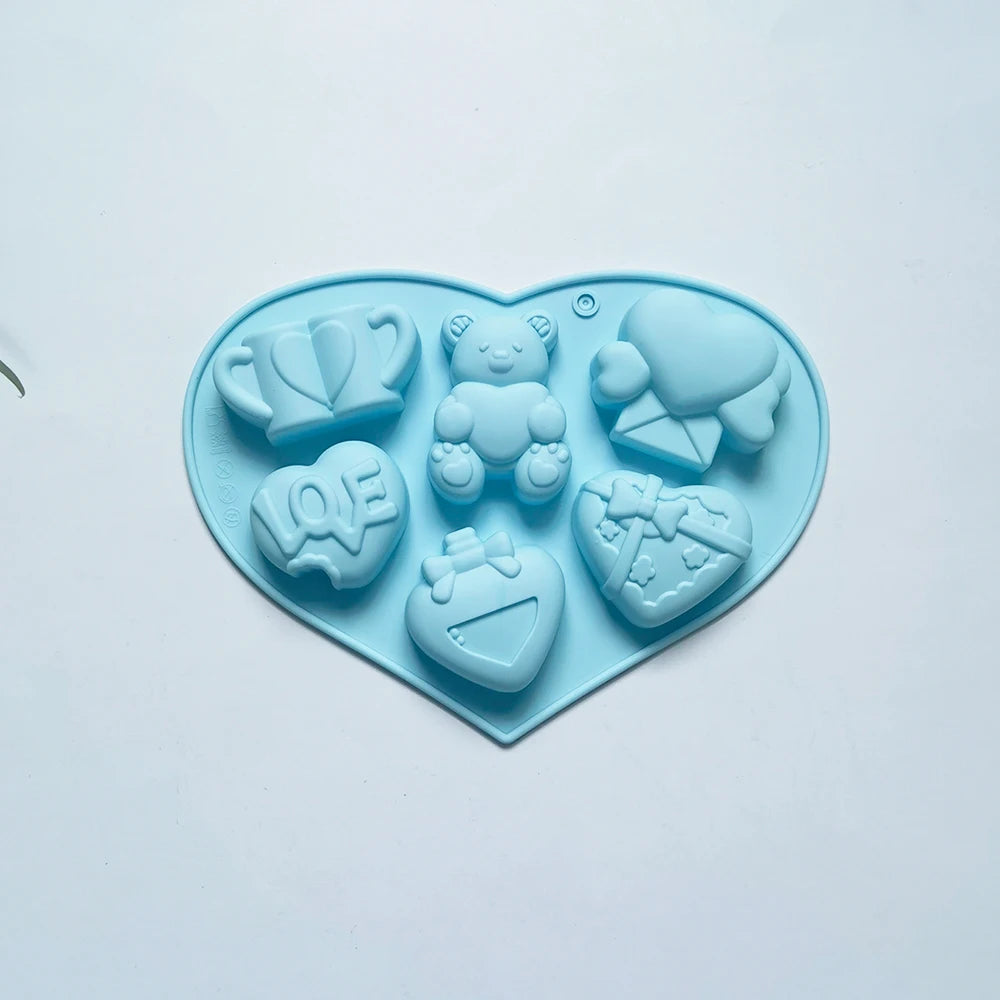 Angel Love Heart Shaped Silicone Chocolate Mold Cake Baking Tools Handmade Soap Candle Mould Valentine's Day Decorative Gift