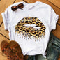 Women Summer Short Sleeve Tshirts Fashion Red Lips Finger Print Ladies T-shirts Top Cartoon Womens Graphic Tees T-Shirts