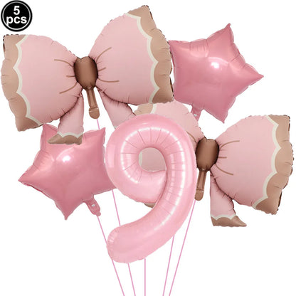 Pink Bow Birthday Theme Party Set Disposable