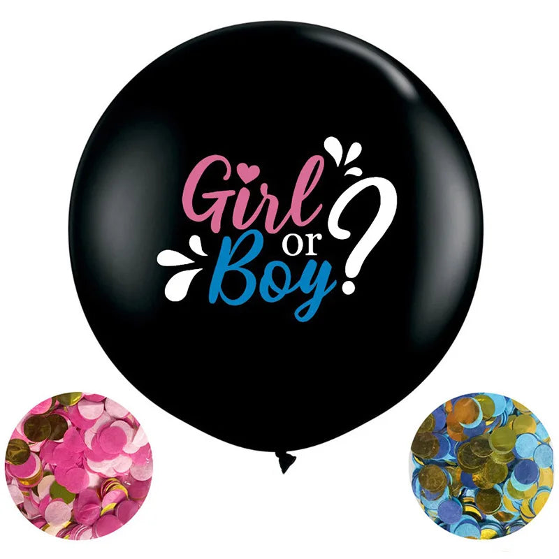 1 Set Giant Boy Or Girl Gender Reveal Black Latex Baby Shower Confetti Ballons