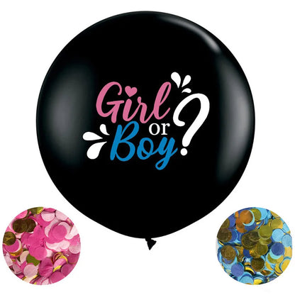 1 Set Giant Boy Or Girl Gender Reveal Black Latex Baby Shower Confetti Ballons