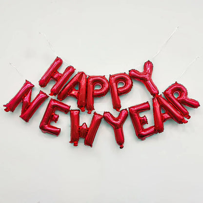 2026 New Year Foil Ballons Happy New Year Letter Banner Garland Party Decorations New Year Wine Bottle Star Round Photo Props