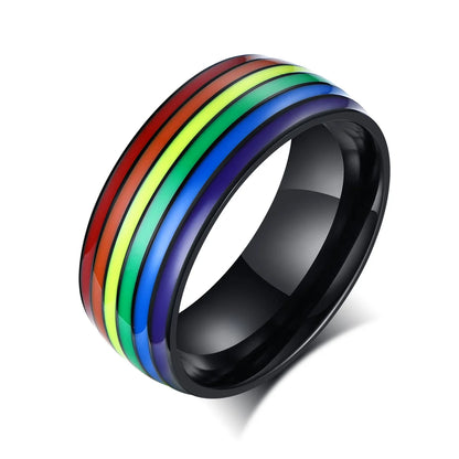 Pride Parade Lesbian Gay LGBT Pride Ring, Bisexual Non-binary Pride Multicolor Rainbow Ring, Love Promise Wedding Jewelry