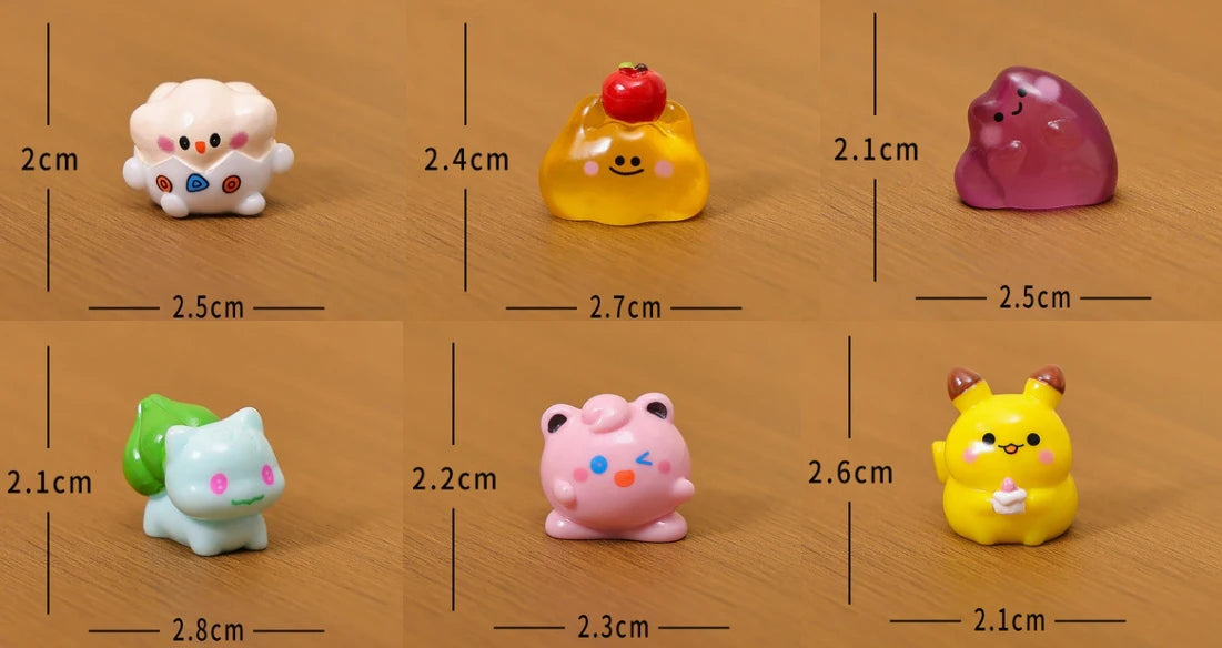 6‑Piece Pokémon Mini Figure Set – Pikachu, Charmander, Bulbasaur Luminous Q‑Version Toys