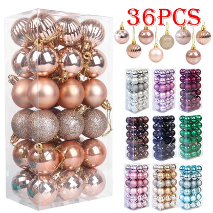 36/24pcs 40mm Merry Christmas Balls Christmas Tree Hanging Ball Ornaments Christmas New Year Party Home Decoration