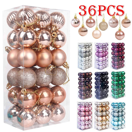 36/24pcs 40mm Merry Christmas Balls Christmas Tree Hanging Ball Ornaments Christmas New Year Party Home Decoration