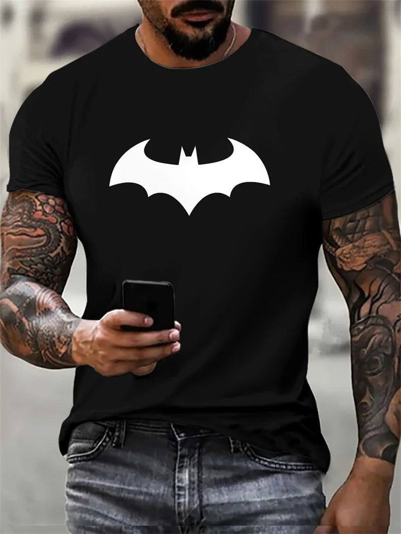 Fashion Bat Pattern Men's T-Shirts Summer Short Sleeve Outdoor Street 3d Printed Hip Hop T Shirt 6XL Plus Size Casual Tops