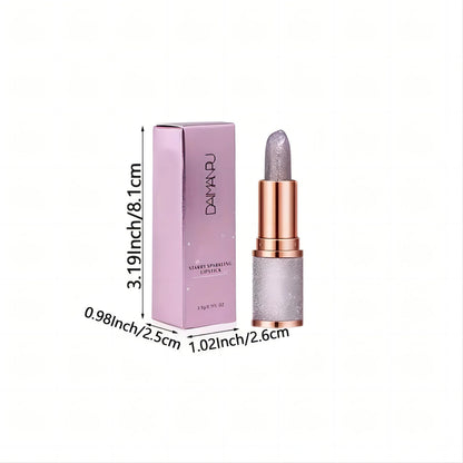 Rose smoke powder, bright starry sky, glossy velvet texture, durable, make your lips shiny, waterproof, anti-fouling.