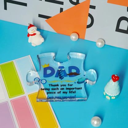 1pc,Dad Gifts for Dad Acrylic Puzzle Plaque with Sayings, Gifts for Dad from Daughter Son, Dad Thank You Gifts