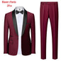 Men's Solid Color Suit Jacket Blazer Waistcoat Vest Pants Set M-6XL