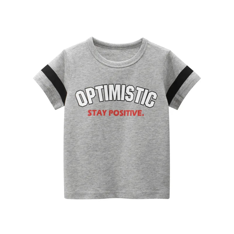 2-8 Years Summer Children Boys T-shirts Cartoon Printed Letter Baby Boy Short Sleeve Tops Kids T Shirts Toddler Clothes