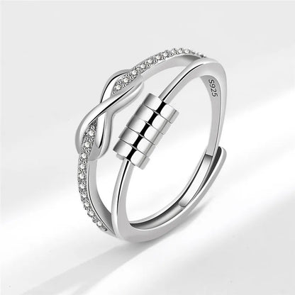 Fashion Beads Anxiety Fidget Spinner Rings Korea Crystal Butterfly Flower Star Moon Ring Anti Stress Jewelry Gift