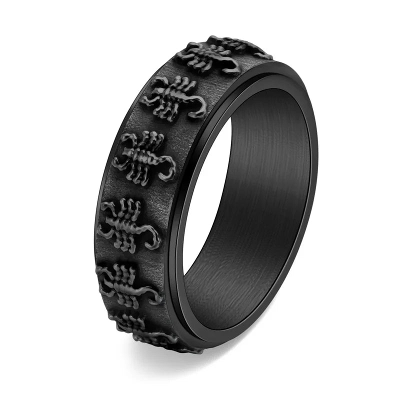 Rotating Scorpion Ring for Men Titanium Steel Gothic Stress Relief Jewelry Punk Finger Ring Unique Anxiety Fidget Toy Gift