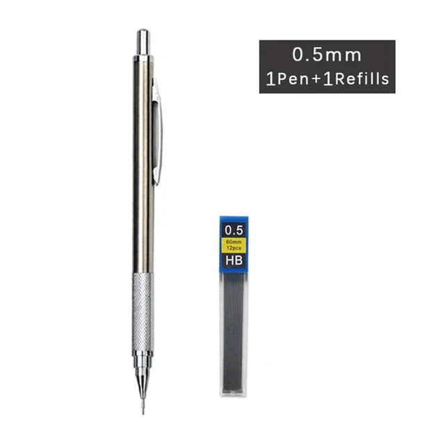 Metal Automatic Mechanical Pencil 5/0.7/0.9/1.3/2.0mm