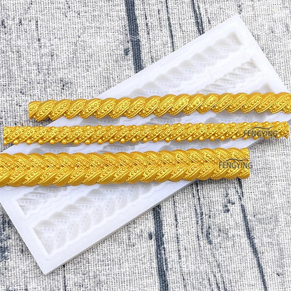 Pearl Rope Wave Flower Gemstone Shape Cake Side Lace Silicone Sugarcraft Mold Fondant Cake Decorating Tools