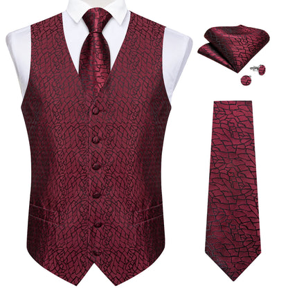 Luxury Paisley Men's Suit Vest Tuxedo Waistcoat Necktie Handkerchief Cufflink Sleeveless Jacket Vest