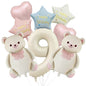 Cute Teddy Bear Party Birthday Number Balloons Large Retro Brown Bear Foil Balloon Set 8 pcs Baby Shower Birthday Party Decor