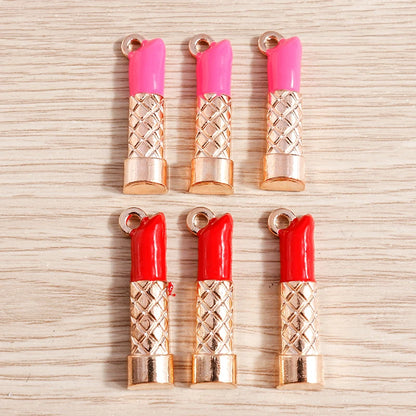 10pcs Mix Cute Enamel Women Lips Lipstick Charms Pendants for Jewelry Making Earrings Necklace Bracelets DIY Crafts Supplies